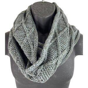 Gray/Blue Chunky Cable Knit Circle Infinity Scarf